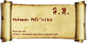 Hohman Mónika névjegykártya